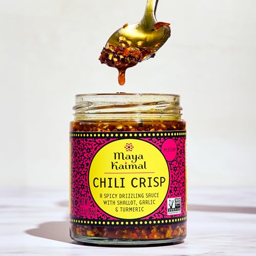 Chili Crisp Maya Kaimal, Picante Medio - Aceite estilo Tarka Indio con Ajo Frito, Chalotes y Copos de Chile - Condimento Panasiático para Fideos, - imagen 6