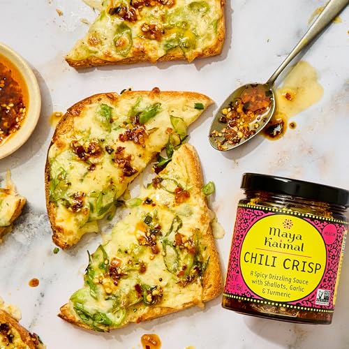 Chili Crisp Maya Kaimal, Picante Medio - Aceite estilo Tarka Indio con Ajo Frito, Chalotes y Copos de Chile - Condimento Panasiático para Fideos, - imagen 7
