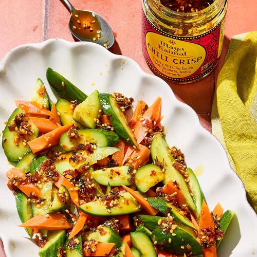 Chili Crisp Maya Kaimal, Picante Medio - Aceite estilo Tarka Indio con Ajo Frito, Chalotes y Copos de Chile - Condimento Panasiático para Fideos, - imagen 8