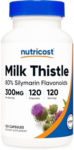 Cápsulas de Cardo Mariano Nutricost 300mg, 120 Cápsulas (80% Silimarina) - Sin Gluten y No OGM - imagen 1