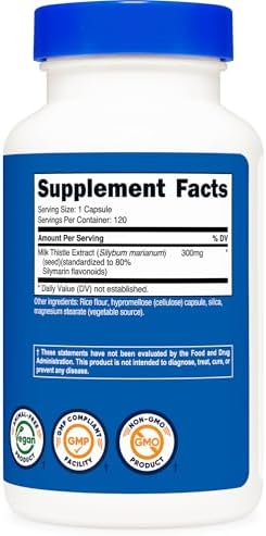 Cápsulas de Cardo Mariano Nutricost 300mg, 120 Cápsulas (80% Silimarina) - Sin Gluten y No OGM - imagen 4