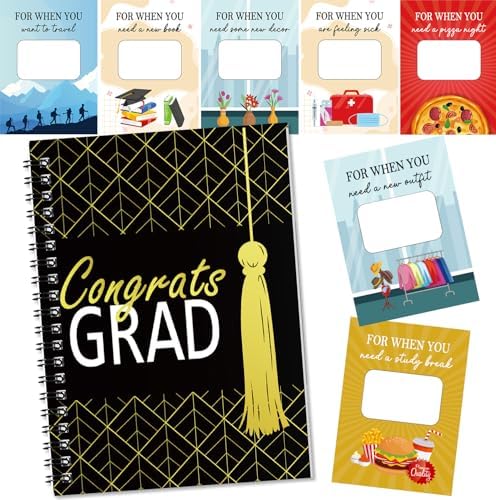 Libro de Tarjetas de Regalo Fprl para Graduación 7 x 5 Pulgadas, 20 Páginas, Organizador de Tarjetas, Álbum de Supervivencia para Graduados (Negro) - imagen 1