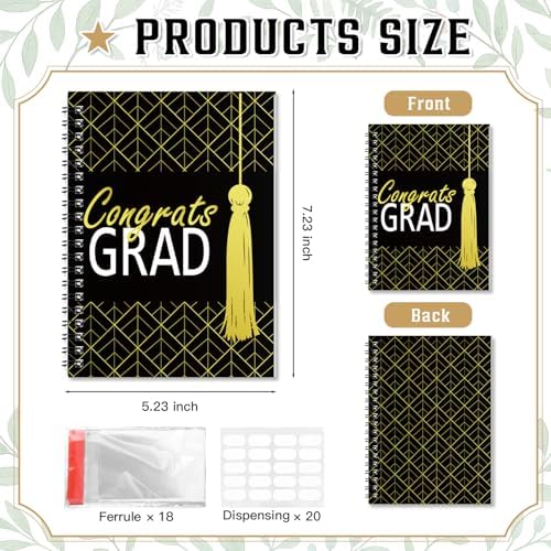 Libro de Tarjetas de Regalo Fprl para Graduación 7 x 5 Pulgadas, 20 Páginas, Organizador de Tarjetas, Álbum de Supervivencia para Graduados (Negro) - imagen 2