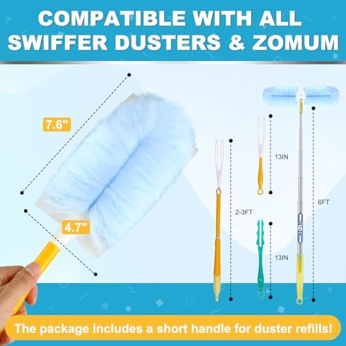 Recargas para Duster Swiffer, Eliminación de Polvo Estático, Cabezal Reemplazo para Electrónicos, Muebles y Persianas (18 PCS + 1 Mango) - imagen 5