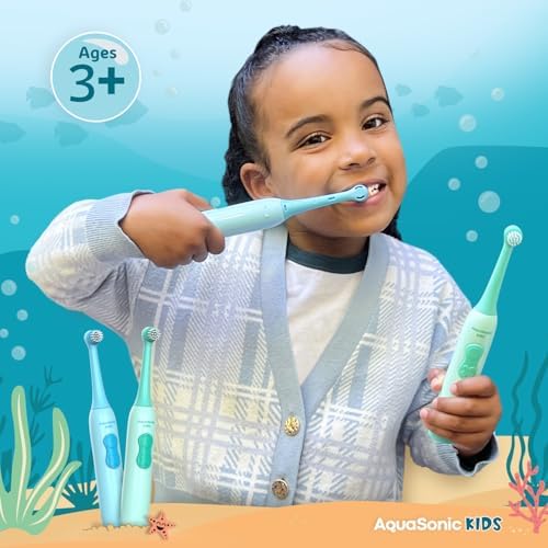 Set de Cepillo de Dientes Eléctrico Aquasonic para Niños de 3 Años en Adelante | Cerdas Suaves, Cabezal Oscilante, Batería Incorporada | Aventuras - imagen 3