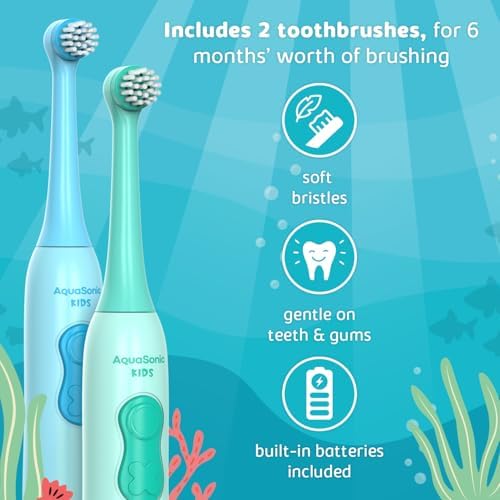 Set de Cepillo de Dientes Eléctrico Aquasonic para Niños de 3 Años en Adelante | Cerdas Suaves, Cabezal Oscilante, Batería Incorporada | Aventuras - imagen 4