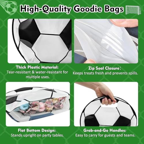 Shintop 30 piezas de bolsas de bocadillos de fútbol, bolsas de plástico con asas y cierre, ideales para regalos de equipo, golosinas del día del - imagen 5
