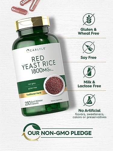 Suplemento de Arroz Rojo Carlyle | 1800 mg | 250 Cápsulas | Sin OGM y Libre de Gluten - imagen 4
