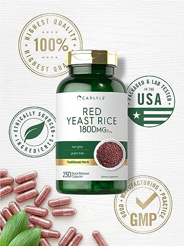 Suplemento de Arroz Rojo Carlyle | 1800 mg | 250 Cápsulas | Sin OGM y Libre de Gluten - imagen 5