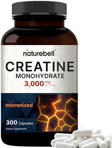 NatureBell Cápsulas de Creatina Monohidratada 3,000mg por Porción, 300 Contenido | Creatina Micronizada, Sin Sabor | Apoyo para Pre-entrenamiento y - imagen 1
