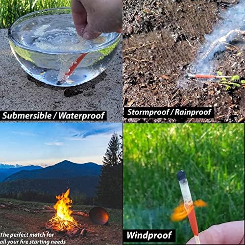Fósforos Impermeables a Prueba de Tormentas, Fósforos Submersibles para Camping y Senderismo - Kit de Supervivencia - Encendedor de Emergencia con - imagen 4