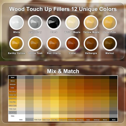 Kit de Reparación de Madera Hupeyna, 12 Colores, Relleno para Arañazos, Grietas y Descoloración en Muebles, Pisos, Puertas y Mesas - imagen 3