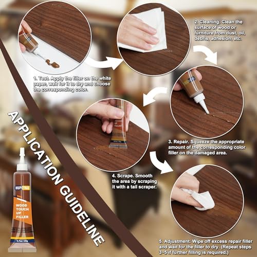 Kit de Reparación de Madera Hupeyna, 12 Colores, Relleno para Arañazos, Grietas y Descoloración en Muebles, Pisos, Puertas y Mesas - imagen 5