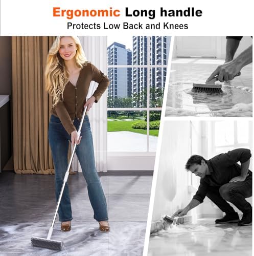Cepillo de Piso con Mango Largo, Cepillo de Grout Pesado para Azulejos y Duchas, Limpiador Profesional para Baño, Cocina y Superficies de Concreto - imagen 2