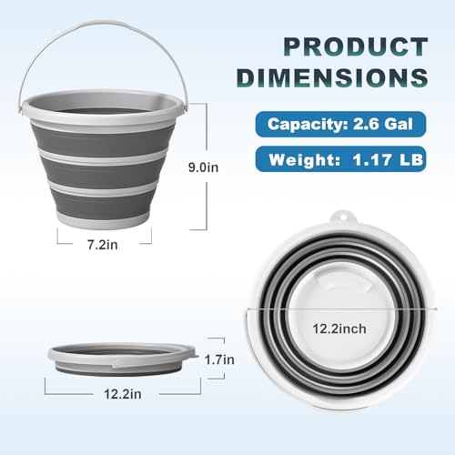 Cubeta Plegable Gronivex de 9.8 Litros con Asa - Cubeta Portátil para Lavado de Autos, Camping, RV, Barco y Pesca - Cubeta Multiusos Ahorra Espacio, - imagen 2