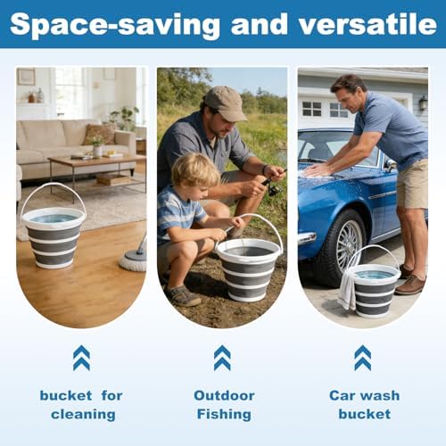 Cubeta Plegable Gronivex de 9.8 Litros con Asa - Cubeta Portátil para Lavado de Autos, Camping, RV, Barco y Pesca - Cubeta Multiusos Ahorra Espacio, - imagen 7