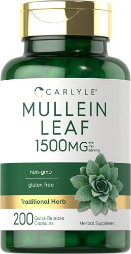 Extracto de Hoja de Mullein Carlyle | 200 Cápsulas | Verbascum Thapsus | Suplemento No GMO, Libre de Gluten - imagen 1