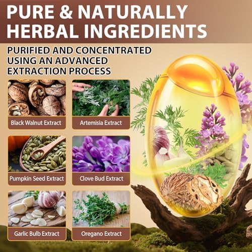 Limpieza de Ajenjo, Nogal Negro y Clavo para Humanos – Fórmula Herbal 18 en 1 para Salud Digestiva, 6600mg por Porción, 240 Softgels, Suministro para - imagen 2
