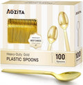 Cucharas de Plástico Desechables Doradas 100 Piezas, Utensilios Resistentes para Fiestas, Bodas, Picnics y Uso Diario - Sin BPA - imagen 1