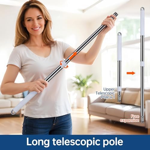 Mopa Limpiadora POPMOP para Paredes con Mango Largo, Duster con Extensión, 6 Paños Reutilizables, 3 en 1 para Paredes, Techos, Ventanas y Pisos - imagen 3