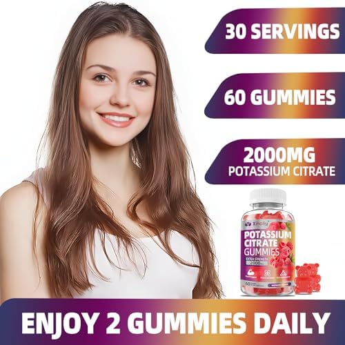 Gomitas de Citrato de Potasio 2000mg, Suplemento Electrolítico Potente con Magnesio, Zinc y Vitaminas C, D3 y K2, 60 Chews para Equilibrio - imagen 6