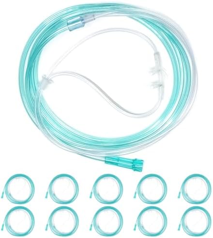 Paquete de 10 Canulas Nasales de Oxígeno Ultra Suaves de Alta Flujo, Tubo Verde Resistente de 6.6 Pies con Conexión Estándar - imagen 1