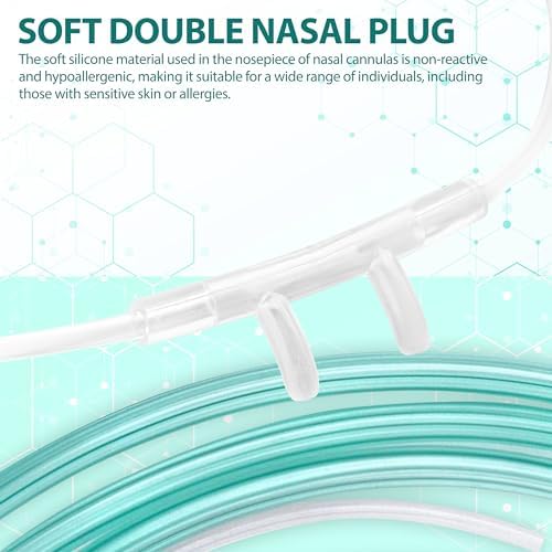 Paquete de 10 Canulas Nasales de Oxígeno Ultra Suaves de Alta Flujo, Tubo Verde Resistente de 6.6 Pies con Conexión Estándar - imagen 3