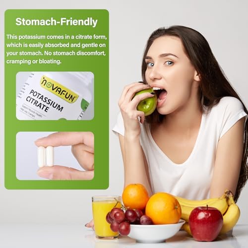 Suplemento de Citrato de Potasio Novafun 1000mg para Calambres Musculares, Salud del Corazón, Vegano, No Transgénico, Sin Gluten, 90 Cápsulas - imagen 4