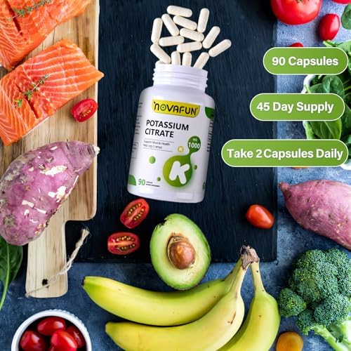 Suplemento de Citrato de Potasio Novafun 1000mg para Calambres Musculares, Salud del Corazón, Vegano, No Transgénico, Sin Gluten, 90 Cápsulas - imagen 7