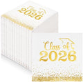 Mljsh 100 Piezas Servilletas de Graduación Clase 2026 - Servilletas de Cóctel Blancas con Puntos Dorados para Fiestas y Decoraciones - imagen 1