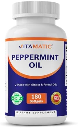 Gel de Aceite de Menta Vitamatic con Aceites de Jengibre y Hinojo, 550mg por Porción, 180 Cápsulas Blandas - imagen 1