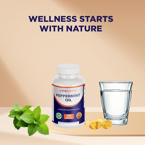 Gel de Aceite de Menta Vitamatic con Aceites de Jengibre y Hinojo, 550mg por Porción, 180 Cápsulas Blandas - imagen 7