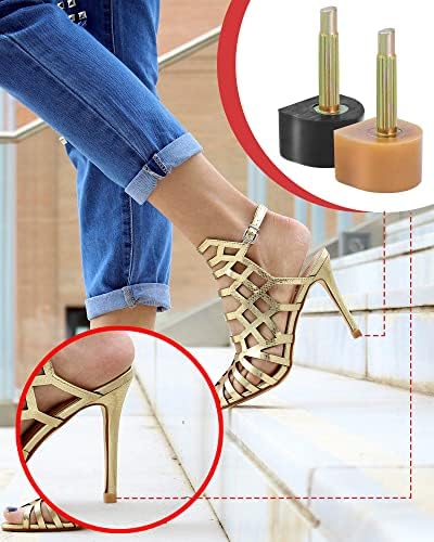 TRIZILLA Kit de Reparación para Tacones Altos, 24 Pares de Puntas de Repuesto, Pinzas para Quitar Tacones de 6 Pulgadas, 6 Tamaños, U-Shape, Negro y - imagen 5