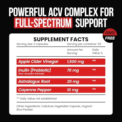 Píldoras de Vinagre de Manzana OroLine Nutrition con Prebiótico, Suministro para 2 Meses - Cápsulas y Suplementos de Vinagre de Manzana - Apoyo - imagen 2