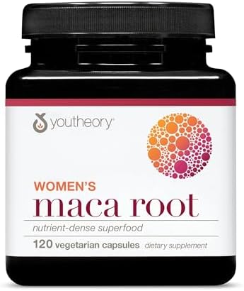Suplemento Youtheory para Mujeres con Raíz de Maca - Energía Vegana y Soporte para la Menopausia con Ginseng Peruano - 120 Cápsulas Vegetarianas Sin - imagen 1