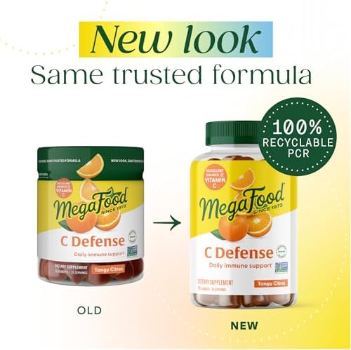 Suplemento diario de vitamina C MegaFood C Defense - Gomitas masticables de vitamina C, apoyo inmunológico, sabor cítrico, hecho con alimentos - imagen 2