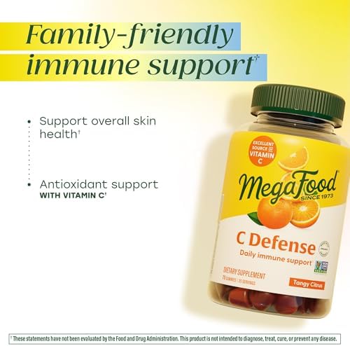 Suplemento diario de vitamina C MegaFood C Defense - Gomitas masticables de vitamina C, apoyo inmunológico, sabor cítrico, hecho con alimentos - imagen 4