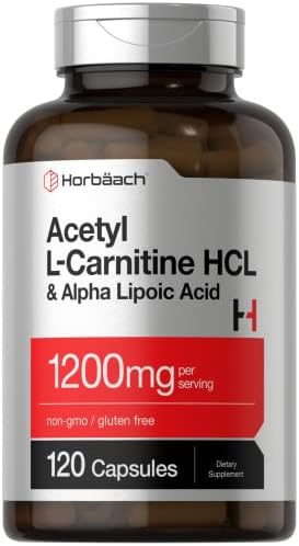 Horbäach Acetil L-Carnitina HCL y Ácido Alfa Lipoico 1200mg | 120 Cápsulas | Suplemento Libre de OGM y Gluten - imagen 1