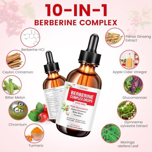 Suplemento Líquido de Berberina HCL Liposomal 1500mg con Canela de Ceilán, Melón Amargo, Cúrcuma, Glucomanano y Moringa para Digestión y Salud - imagen 3
