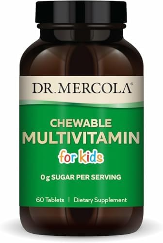 Multivitamínico Masticable para Niños Dr. Mercola - 28 Vitaminas y Minerales - 0g Azúcar - Sin OGM, Sin Gluten y Sin Soja - Sabor Naranja Natural - - imagen 1
