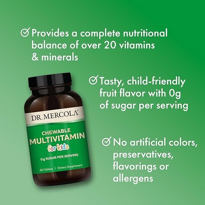 Multivitamínico Masticable para Niños Dr. Mercola - 28 Vitaminas y Minerales - 0g Azúcar - Sin OGM, Sin Gluten y Sin Soja - Sabor Naranja Natural - - imagen 4