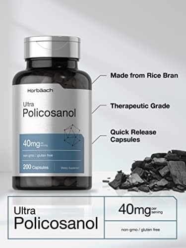 Suplemento Horbäach Policosanol 40mg | 200 Cápsulas | Libre de OGM y Gluten - imagen 3
