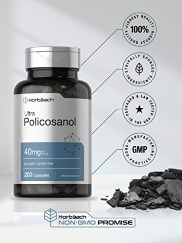 Suplemento Horbäach Policosanol 40mg | 200 Cápsulas | Libre de OGM y Gluten - imagen 5