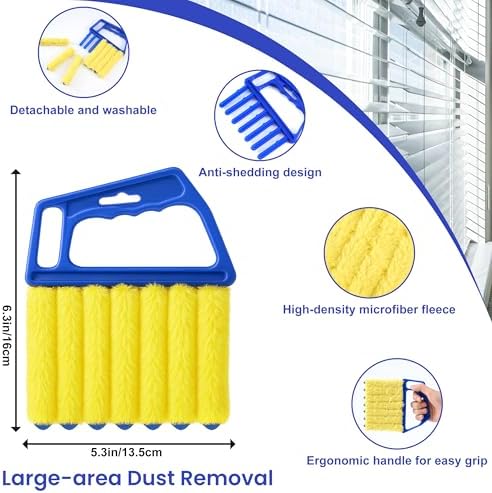 Herramienta Limpiadora de Persianas - 4 Pzs con 7 Dedos, Limpiador de Ventanas Anticaída y 4 Pzs para Ventilación, Microfibra de Alta Densidad y - imagen 2