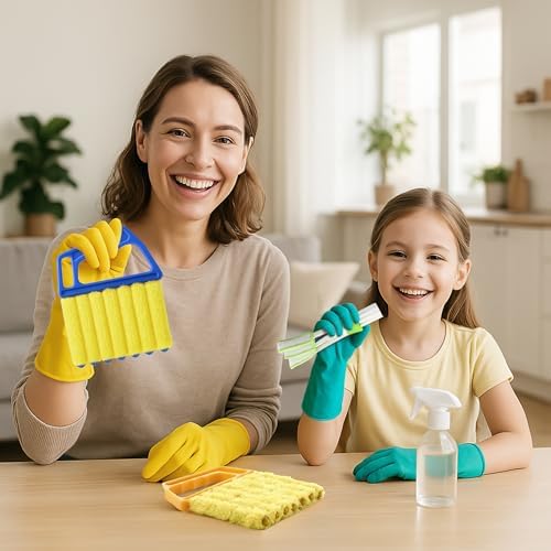 Herramienta Limpiadora de Persianas - 4 Pzs con 7 Dedos, Limpiador de Ventanas Anticaída y 4 Pzs para Ventilación, Microfibra de Alta Densidad y - imagen 5