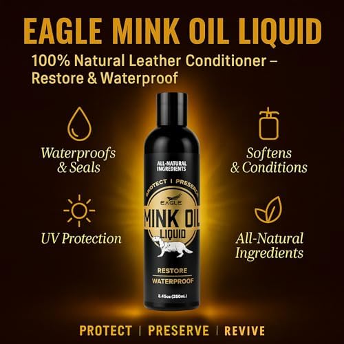 Acondicionador de Cuero Líquido Eagle Mink Oil 8oz con Paño – Suaviza, Impermeabiliza y Preserva Botas, Zapatos, Bolsas, Chaquetas y Muebles - imagen 2