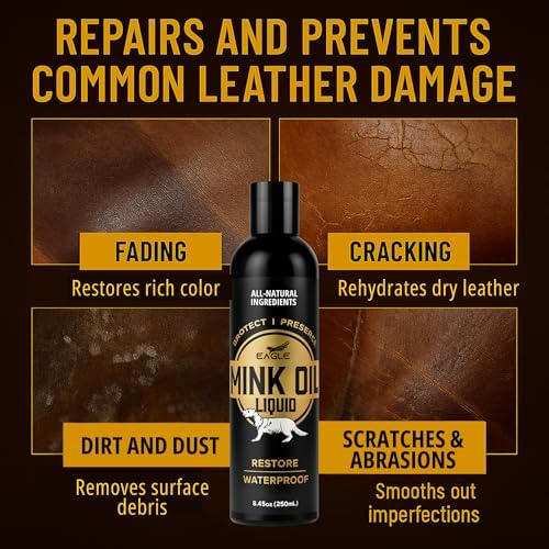 Acondicionador de Cuero Líquido Eagle Mink Oil 8oz con Paño – Suaviza, Impermeabiliza y Preserva Botas, Zapatos, Bolsas, Chaquetas y Muebles - imagen 4