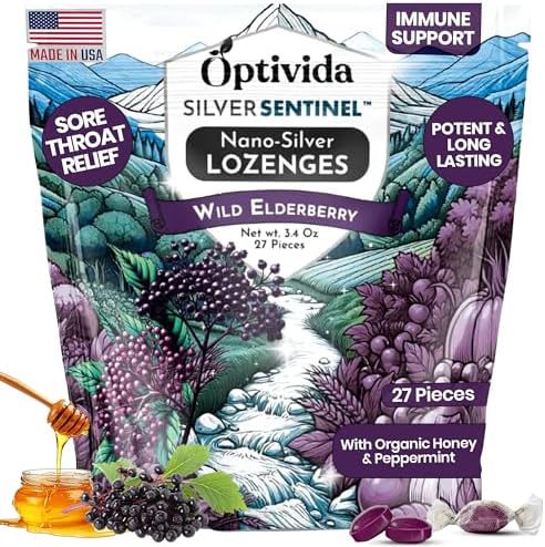 Pastillas de Plata Coloidal Natural OPTIVIDA 60PPM con Sábila y Vitaminas, para Garganta Irritada, Tos y Sistema Inmunológico, 1 Paquete - imagen 1