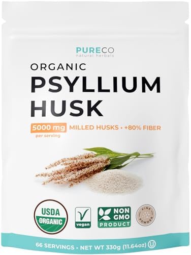 Polvo de Psyllium Orgánico Certificado - Fibra de Psyllium Finamente Molida para Hornear, Batidos y Más - Vegano, Sin Gluten, No OGM y Sin Rellenos - imagen 1