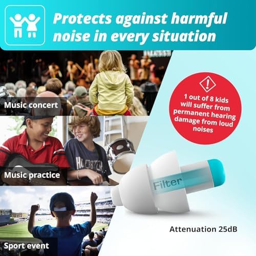 Tapones para oídos Alpine Pluggies para niños con canales auditivos pequeños – Reducción de ruido para niños de 5 a 12 años – Protección auditiva - imagen 2